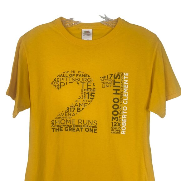 Pittsburgh Pirates Roberto Clemente Tribute Sugardale TShirt Yellow Size Small - Picture 3 of 9